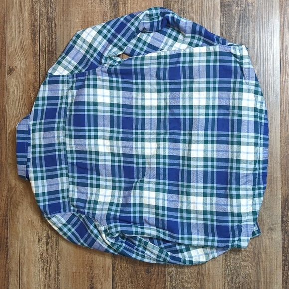 L.L. Bean Fleece-Lined Flannel Shirt, Snap-Front Plaid Size Small in Blue/Green - Picture 6 of 12